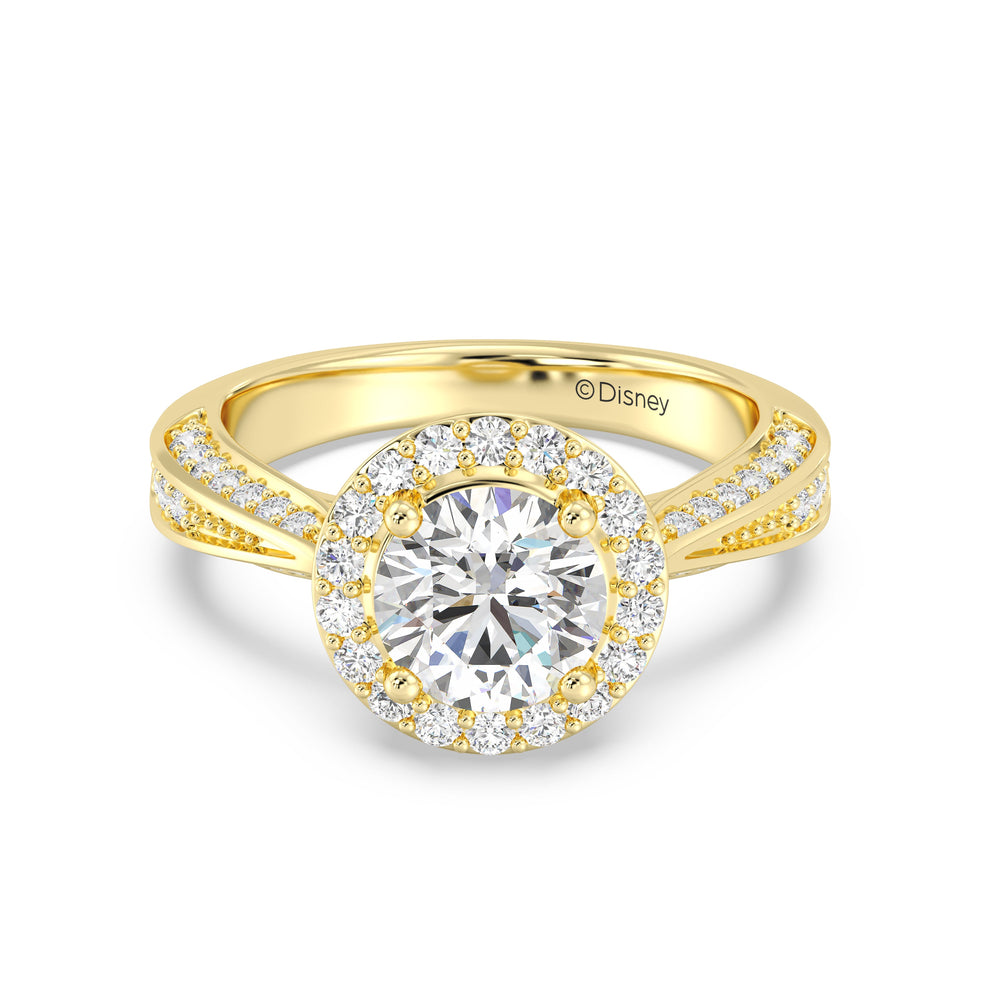 Enchanted Star Lab Grown Diamond 14K Gold Majestic Princess Tapered Shank Engagement Ring with Yellow Cut Diamond in 14KT Round view 2

