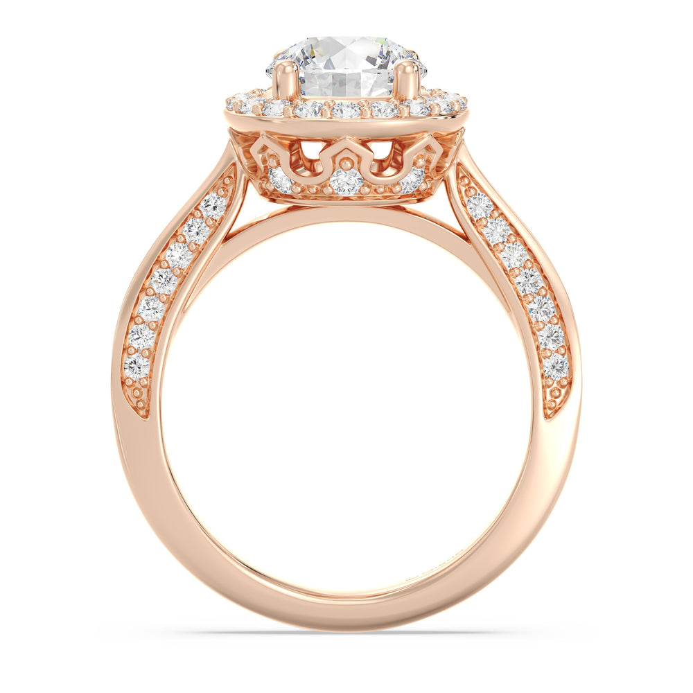 Enchanted Star Lab Grown Diamond 14K Gold Majestic Princess Tapered Shank Engagement Ring with Rose Cut Diamond in 14KT Round view 3
