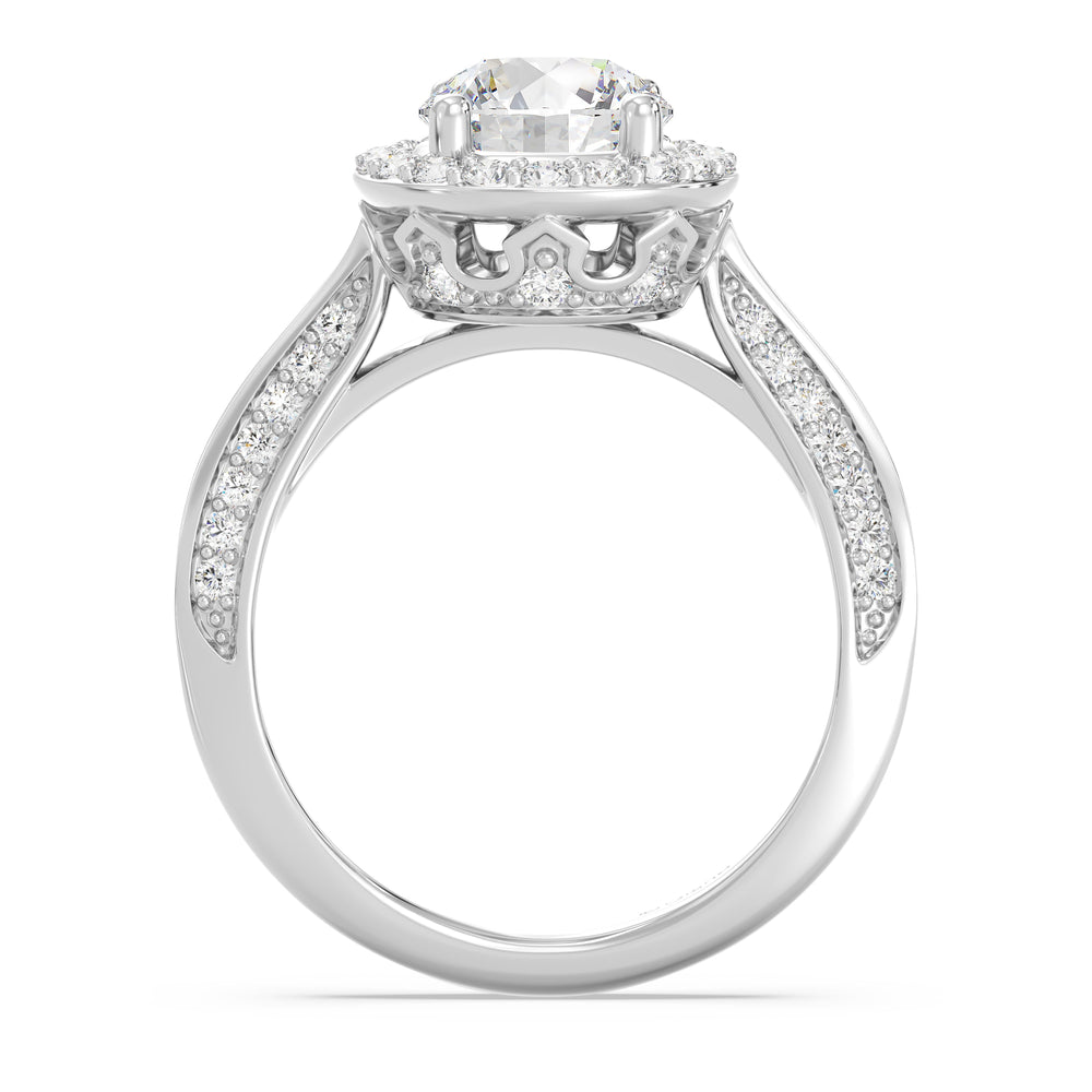 Enchanted Star Lab Grown Diamond 14K Gold Majestic Princess Tapered Shank Engagement Ring with White Cut Diamond in 14KT Round view 3
