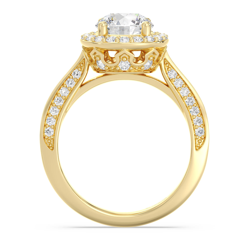 Enchanted Star Lab Grown Diamond 14K Gold Majestic Princess Tapered Shank Engagement Ring with Yellow Cut Diamond in 14KT Round view 3
