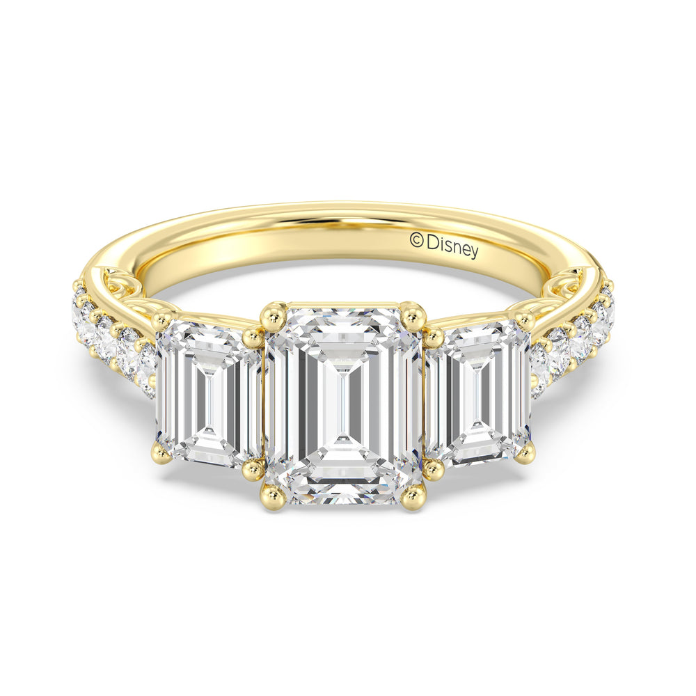 Enchanted Star Lab Grown Diamond 14K Gold Cinderella Three Stone Engagement Ring with  Cut Diamond in 14KT  view 23
