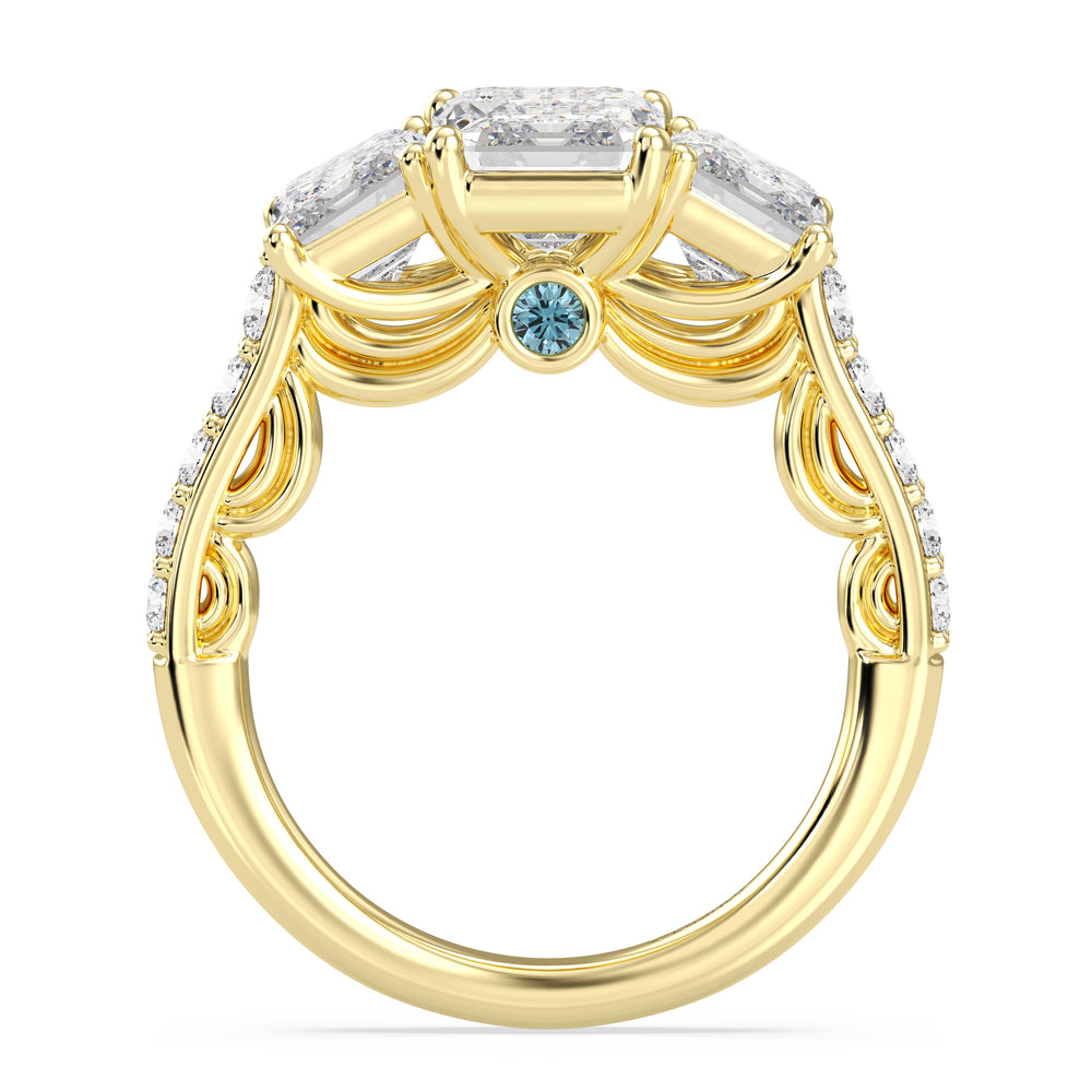 Enchanted Star Lab Grown Diamond 14K Gold Cinderella Three Stone Engagement Ring with  Cut Diamond in 14KT  view 24

