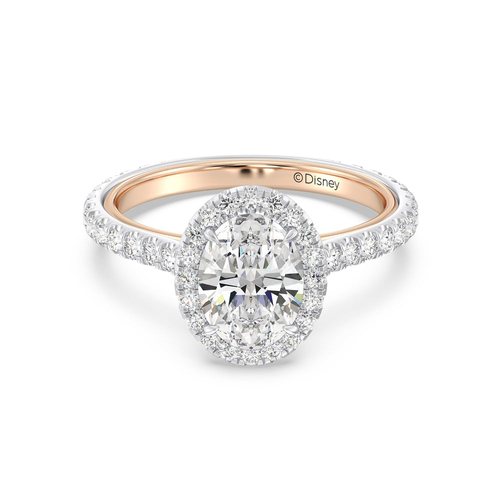 Enchanted Star Lab Grown Diamond 14K Gold Jasmine Halo Engagement Ring with White/Rose Cut Diamond in 14KT Oval view 2
