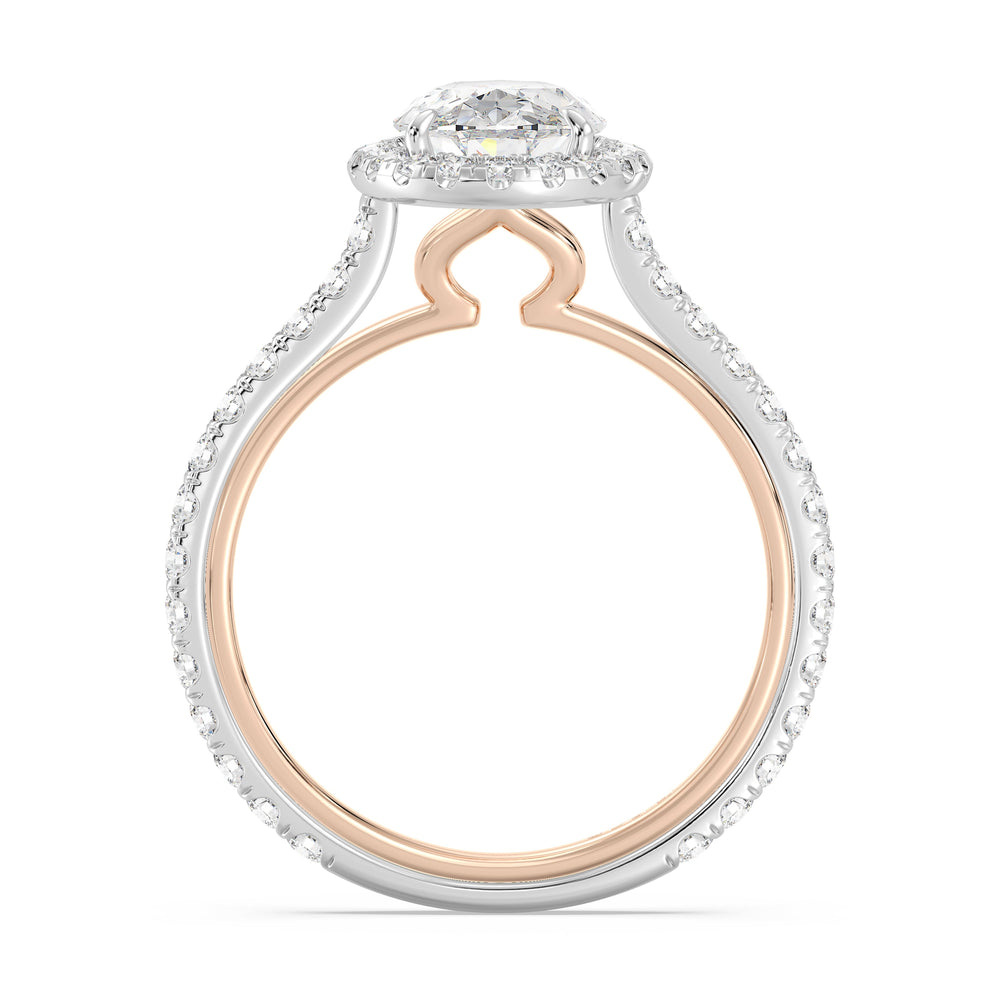 Enchanted Star Lab Grown Diamond 14K Gold Jasmine Halo Engagement Ring with White/Rose Cut Diamond in 14KT Oval view 3
