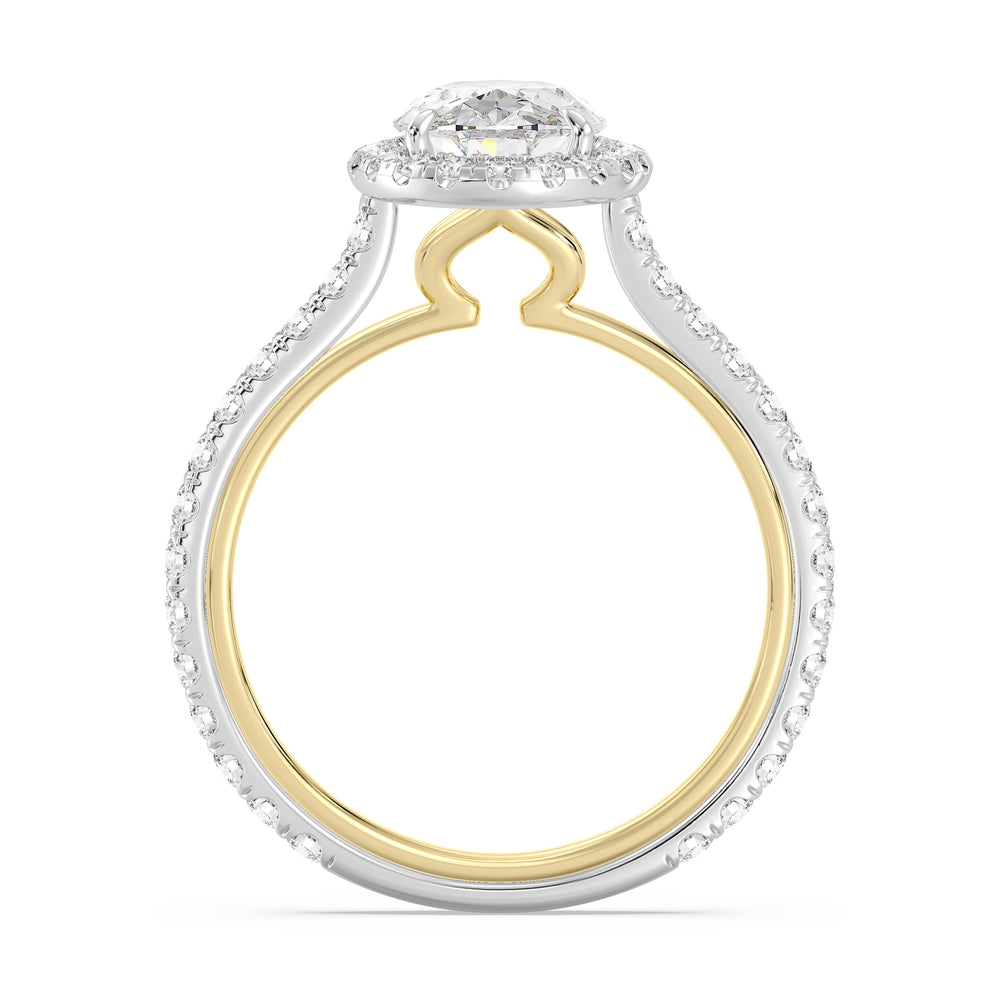 Enchanted Star Lab Grown Diamond 14K Gold Jasmine Halo Engagement Ring with White/Yellow Cut Diamond in 14KT Oval view 3
