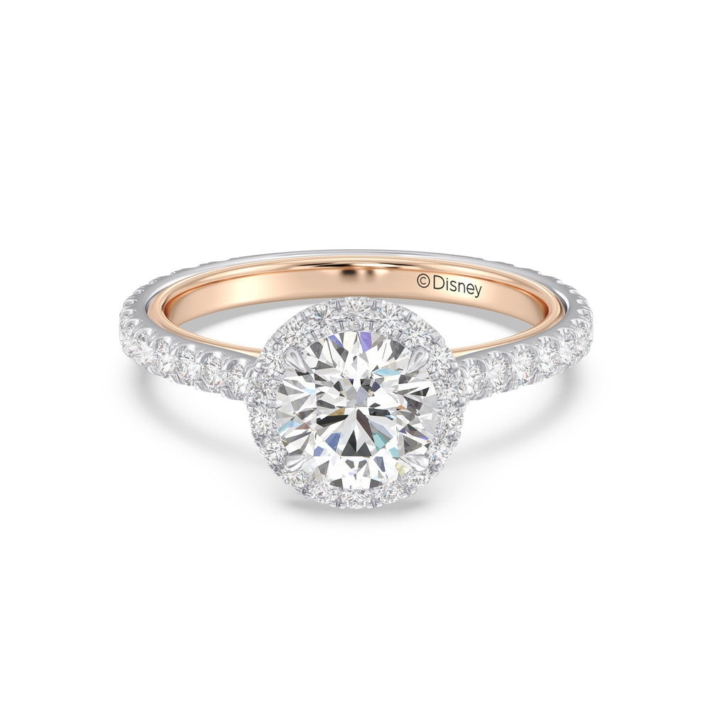 Enchanted Star Lab Grown Diamond 14K Gold Jasmine Halo Engagement Ring with White/Rose Cut Diamond in 14KT Round view 2
