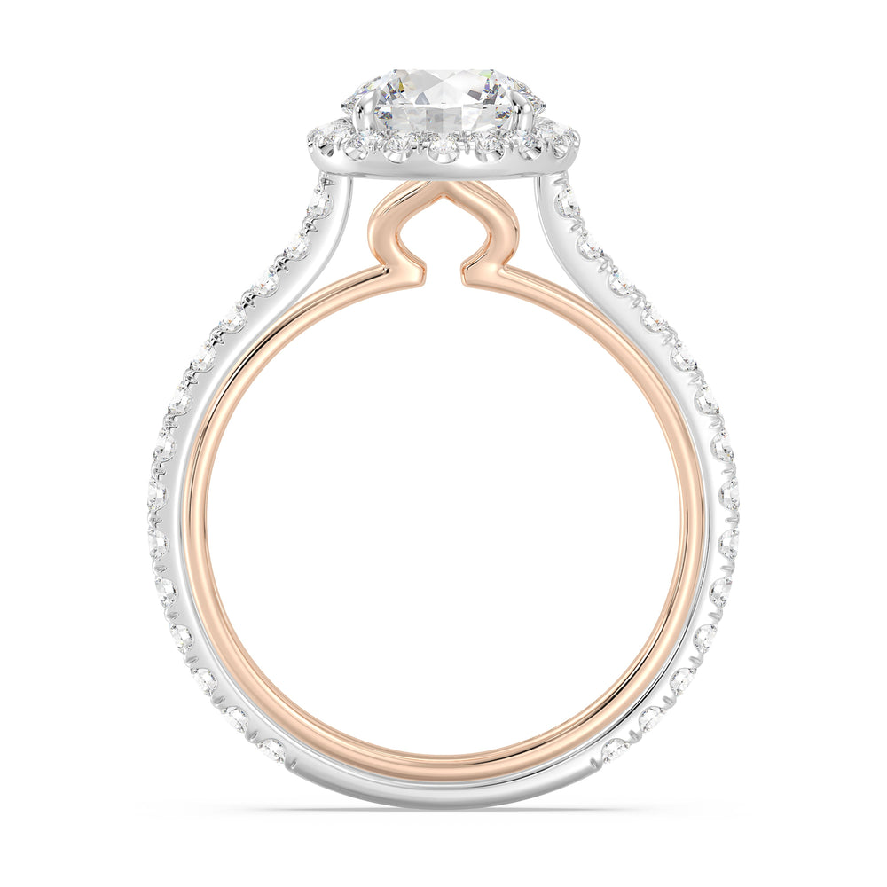 Enchanted Star Lab Grown Diamond 14K Gold Jasmine Halo Engagement Ring with White/Rose Cut Diamond in 14KT Round view 3
