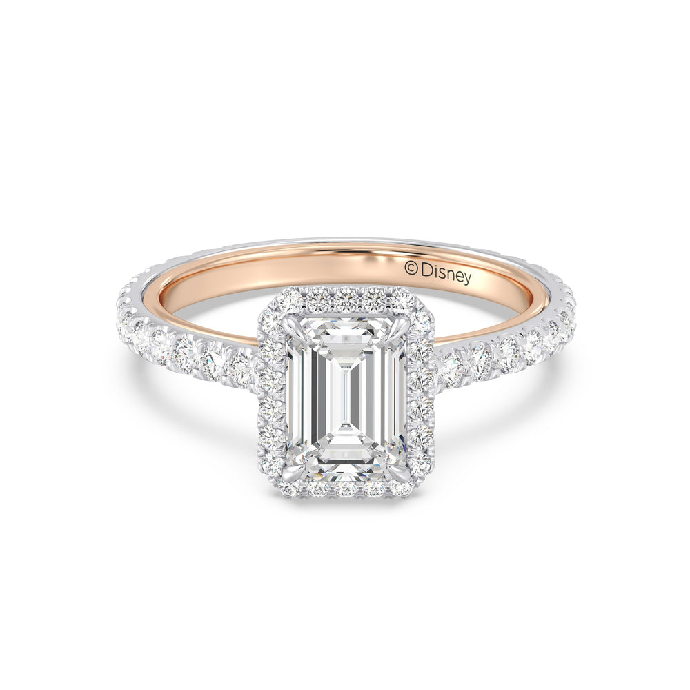 Enchanted Star Lab Grown Diamond 14K Gold Jasmine Halo Engagement Ring with White/Rose Cut Diamond in 14KT Emerald view 2
