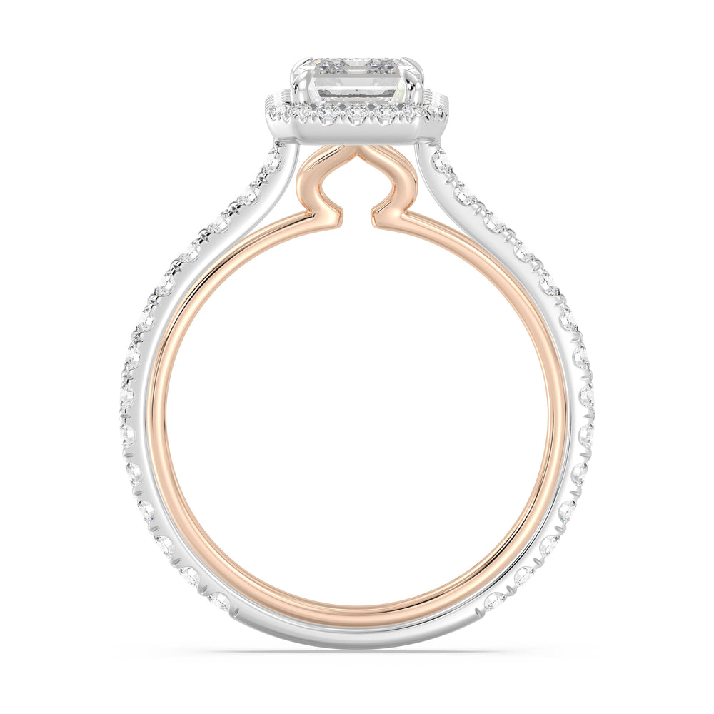 Enchanted Star Lab Grown Diamond 14K Gold Jasmine Halo Engagement Ring with White/Rose Cut Diamond in 14KT Emerald view 3
