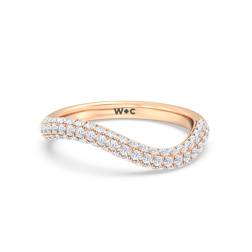 Elegance Curve Ring with 14KT Rose Gold Cut Diamond in 14KT Rose Gold view 1
