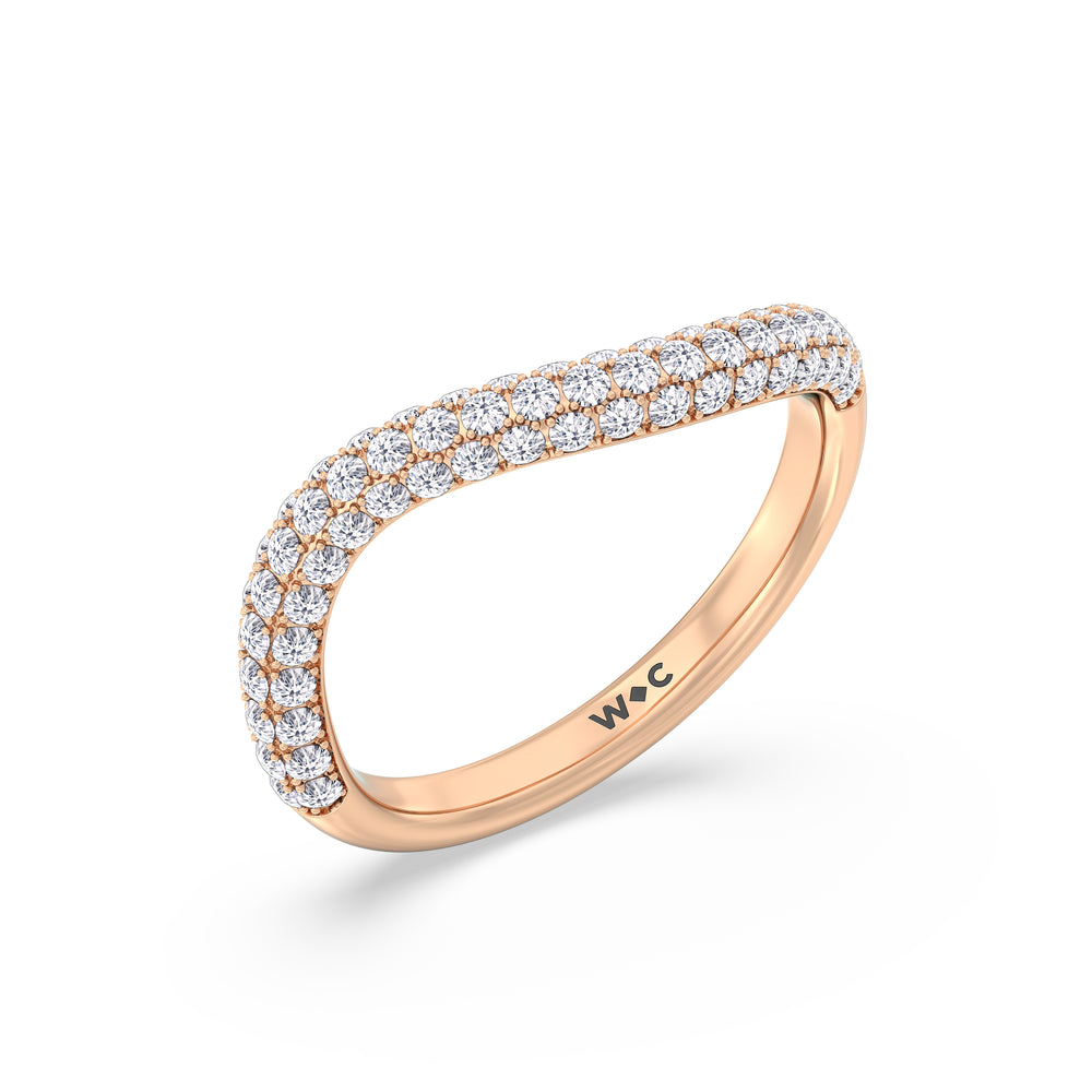 Elegance Curve Ring with 14KT Rose Gold Cut Diamond in 14KT Rose Gold view 3

