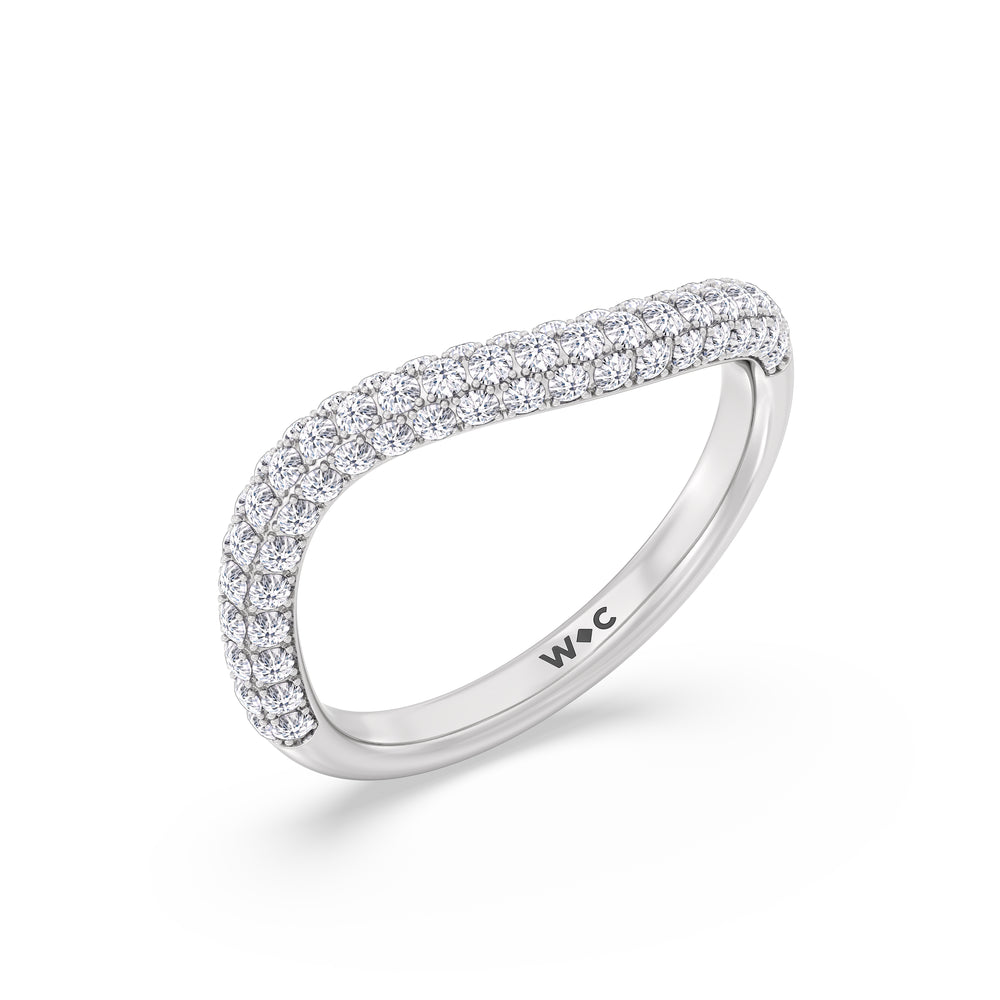 Elegance Curve Ring with 14KT White Gold Cut Diamond in 14KT White Gold view 3
