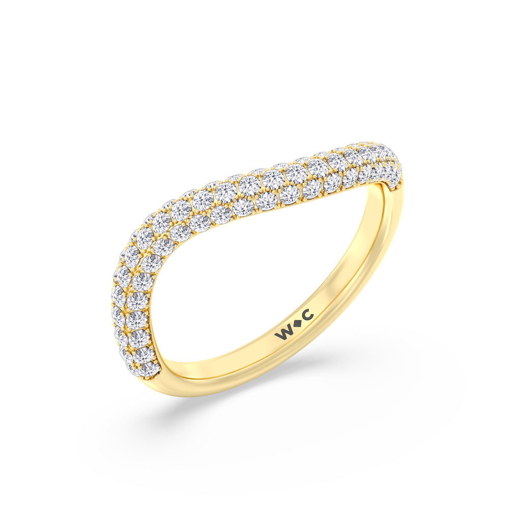 Elegance Curve Ring with 14KT Yellow Gold Cut Diamond in 14KT Yellow Gold view 3
