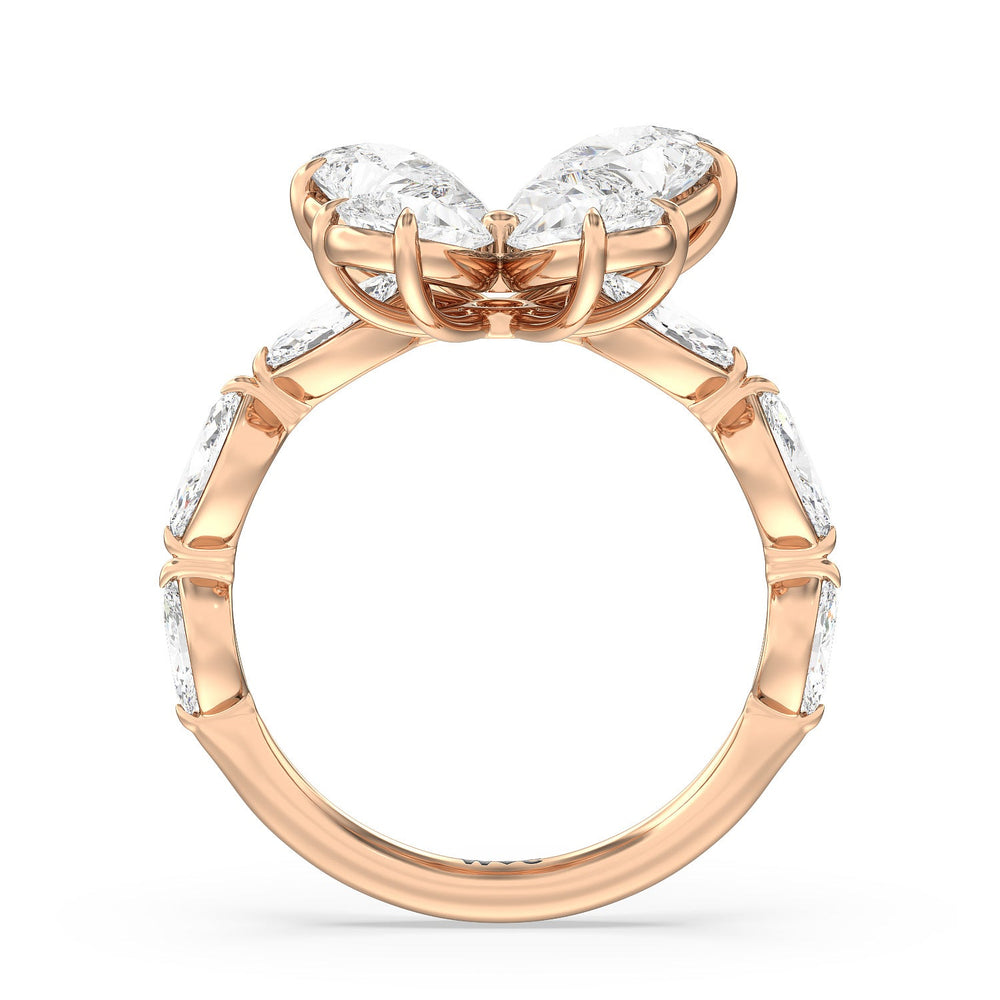 Clover Ring with 18KT Rose Gold / Lab / 3 5/8 Cut Diamond in 14KT Rose Gold / Lab / 3 5/8 view 2
