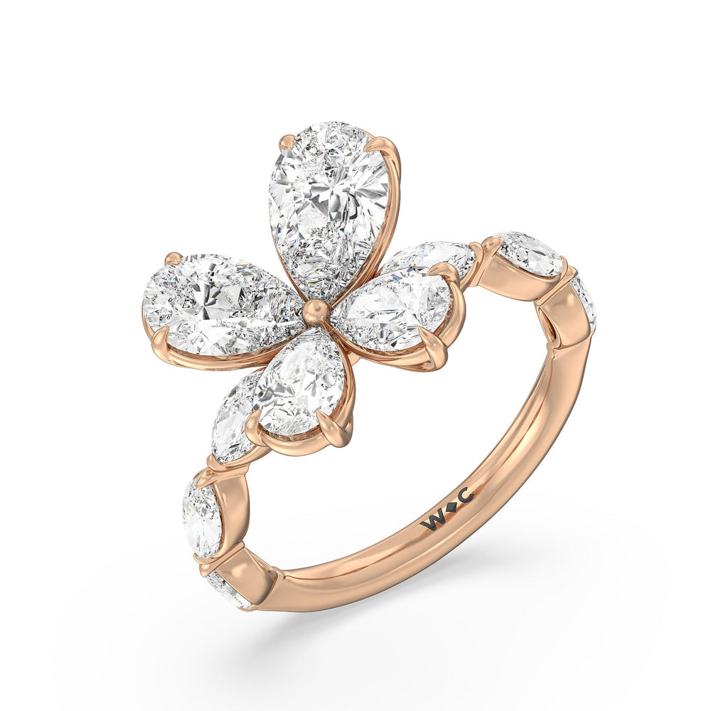 Clover Ring with 18KT Rose Gold / Lab / 3 5/8 Cut Diamond in 14KT Rose Gold / Lab / 3 5/8 view 3
