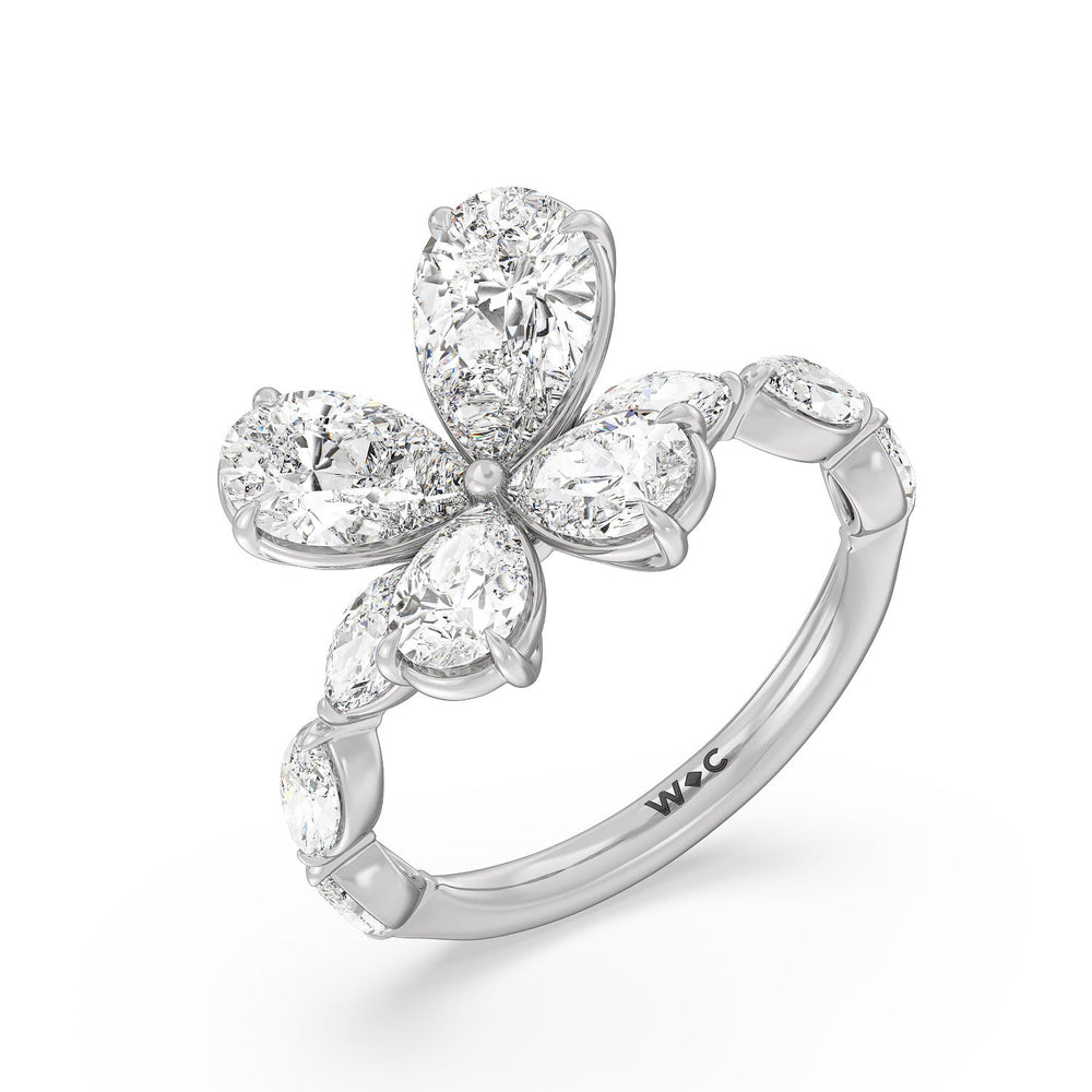 Clover Ring with Platinum / Lab / 3 5/8 Cut Diamond in 14KT Platinum / Lab / 3 5/8 view 3
