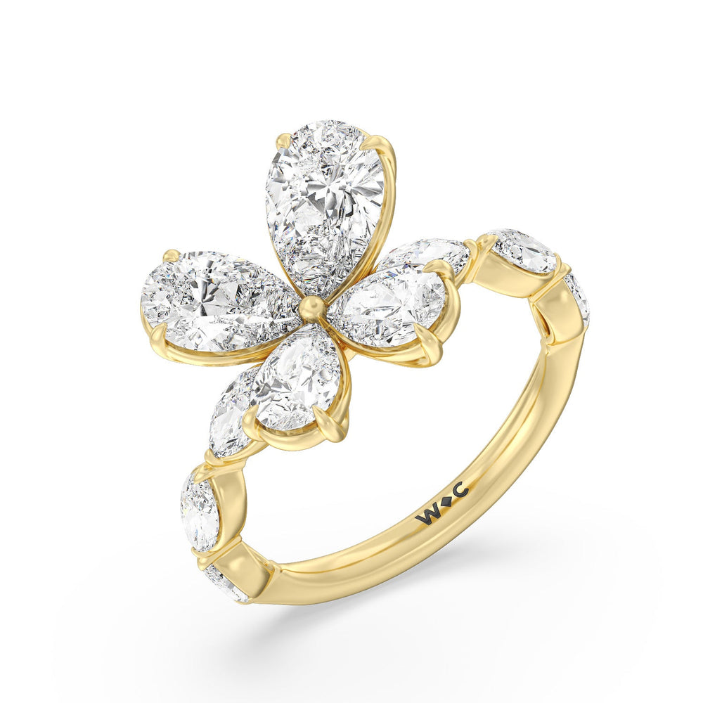 Clover Ring with 18KT Yellow Gold / Lab / 3 5/8 Cut Diamond in 14KT Yellow Gold / Lab / 3 5/8 view 3
