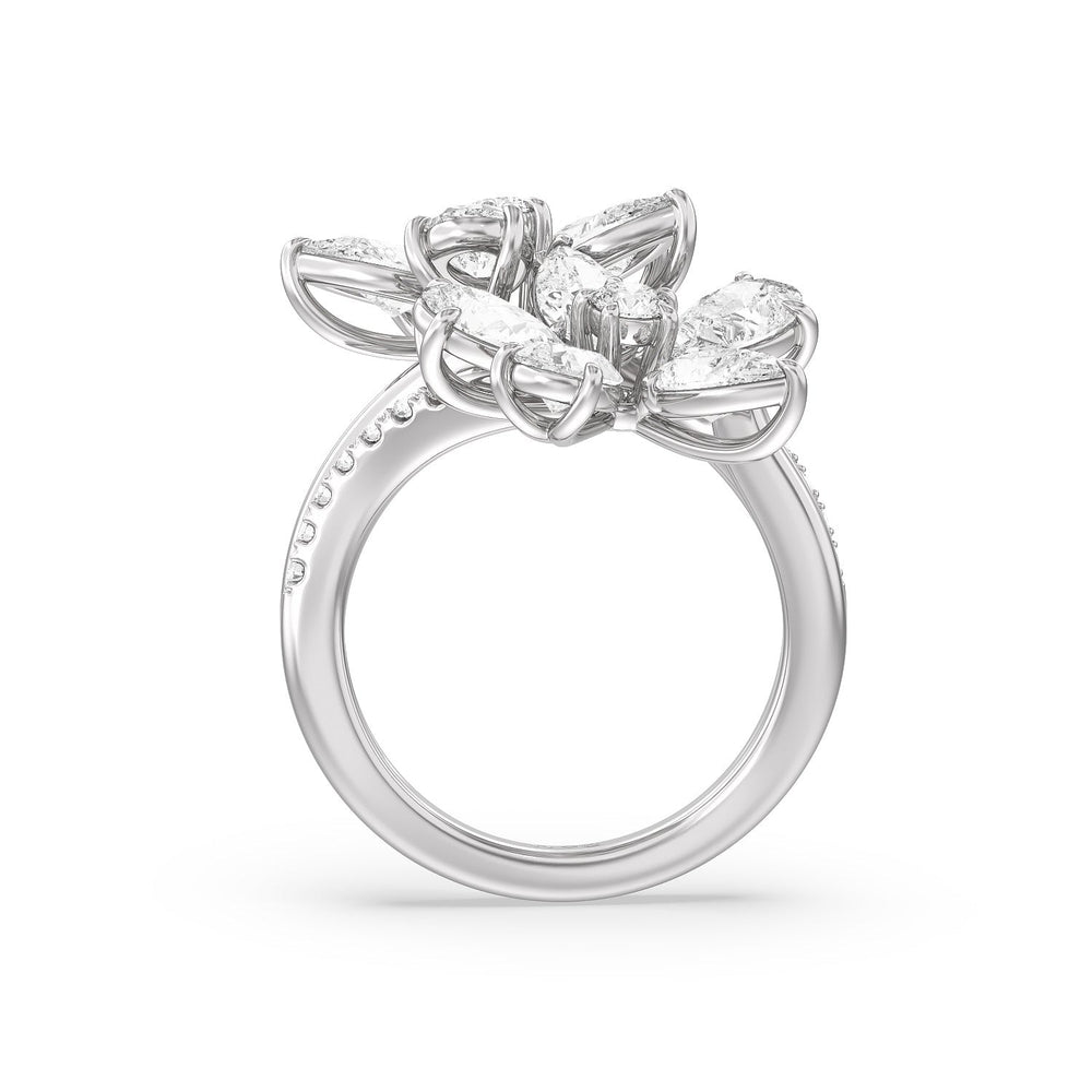 Daisy Duet Ring with Platinum / Lab / 5 3/8 Cut Diamond in 14KT Platinum / Lab / 5 3/8 view 3
