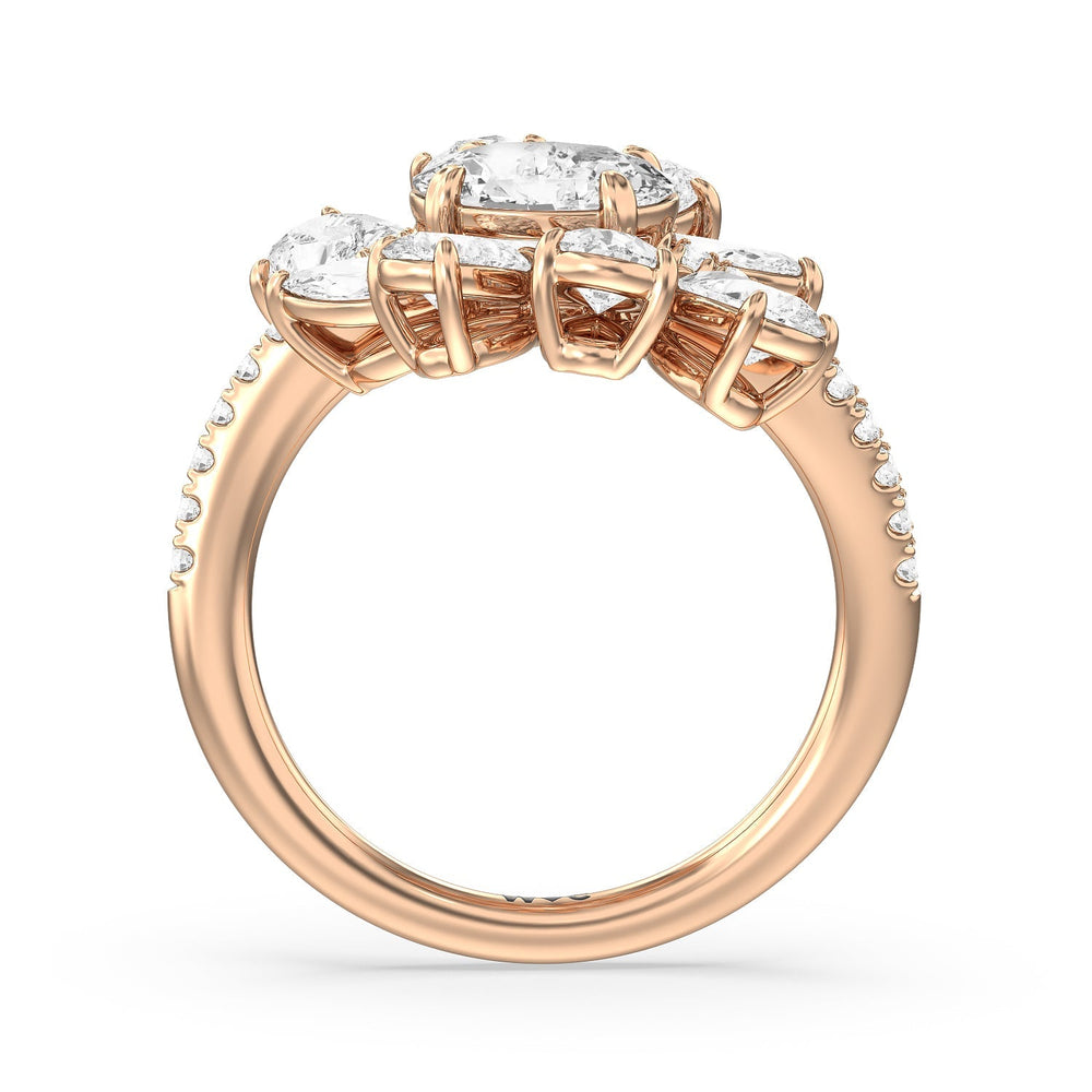 Gardenia Ring with 18KT Rose Gold / Lab / 3 1/3 Cut Diamond in 14KT Rose Gold / Lab / 3 1/3 view 2

