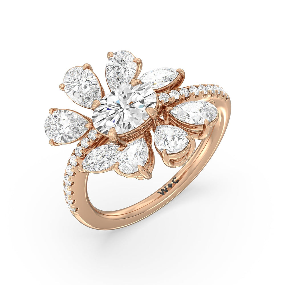 Gardenia Ring with 18KT Rose Gold / Lab / 3 1/3 Cut Diamond in 14KT Rose Gold / Lab / 3 1/3 view 3

