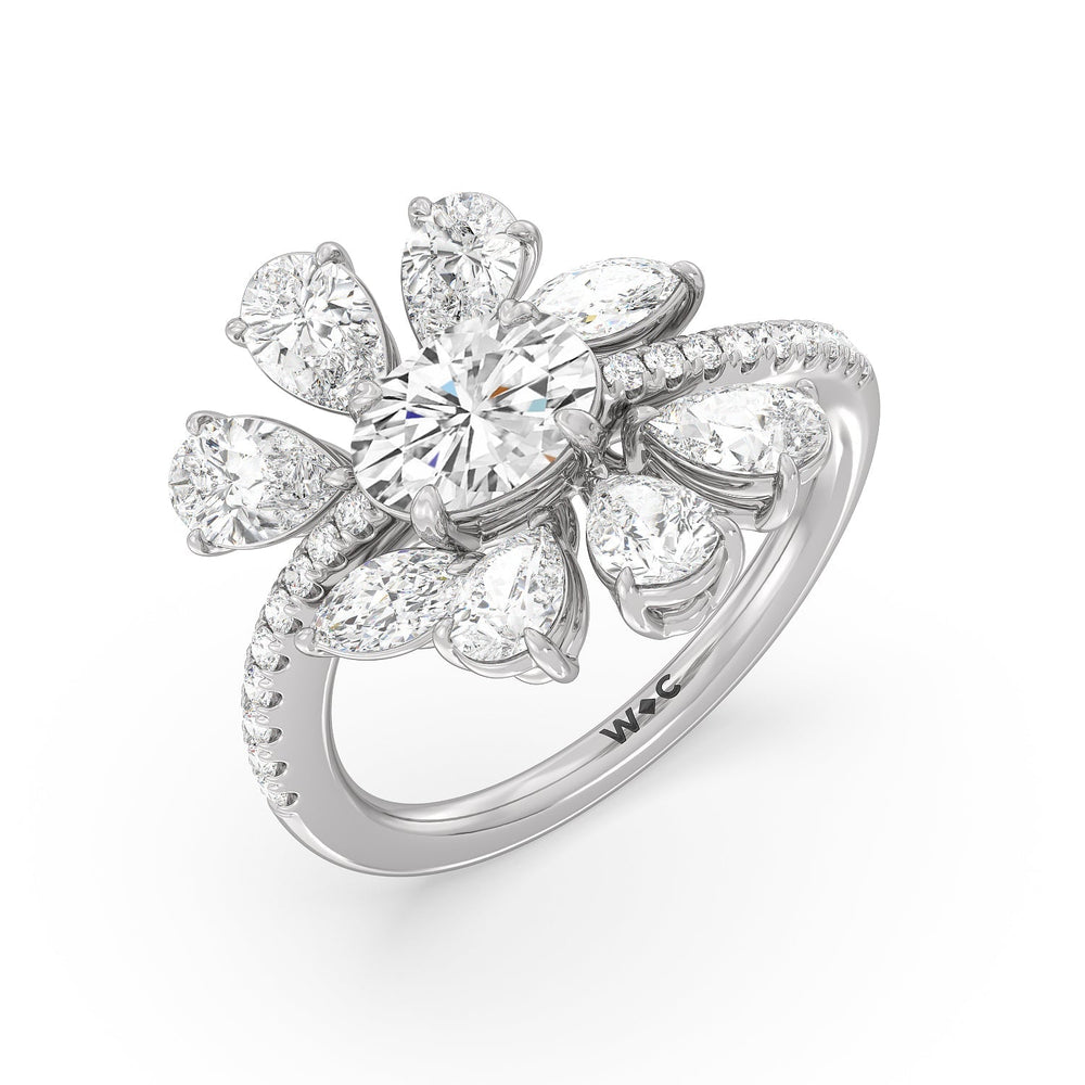 Gardenia Ring with Platinum / Lab / 3 1/3 Cut Diamond in 14KT Platinum / Lab / 3 1/3 view 3
