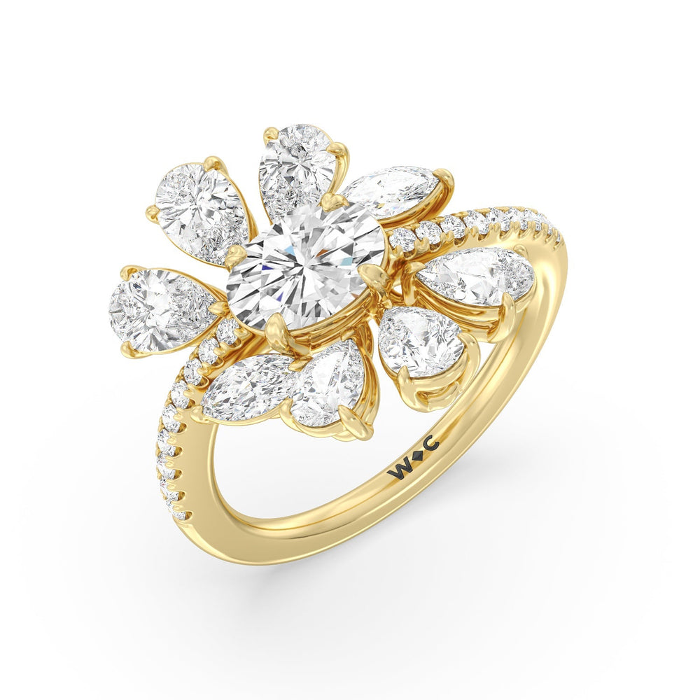 Gardenia Ring with 18KT Yellow Gold / Lab / 3 1/3 Cut Diamond in 14KT Yellow Gold / Lab / 3 1/3 view 3
