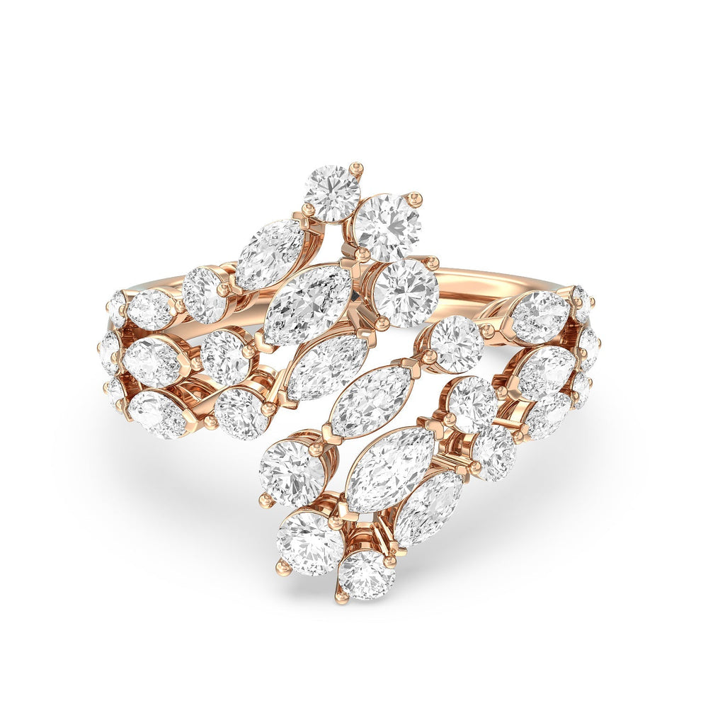 Marquise and Round Bypass Fashion Ring with 14KT Rose Gold / Lab / 3  1/10 Cut Diamond in 14KT Rose Gold / Lab / 3  1/10 view 1
