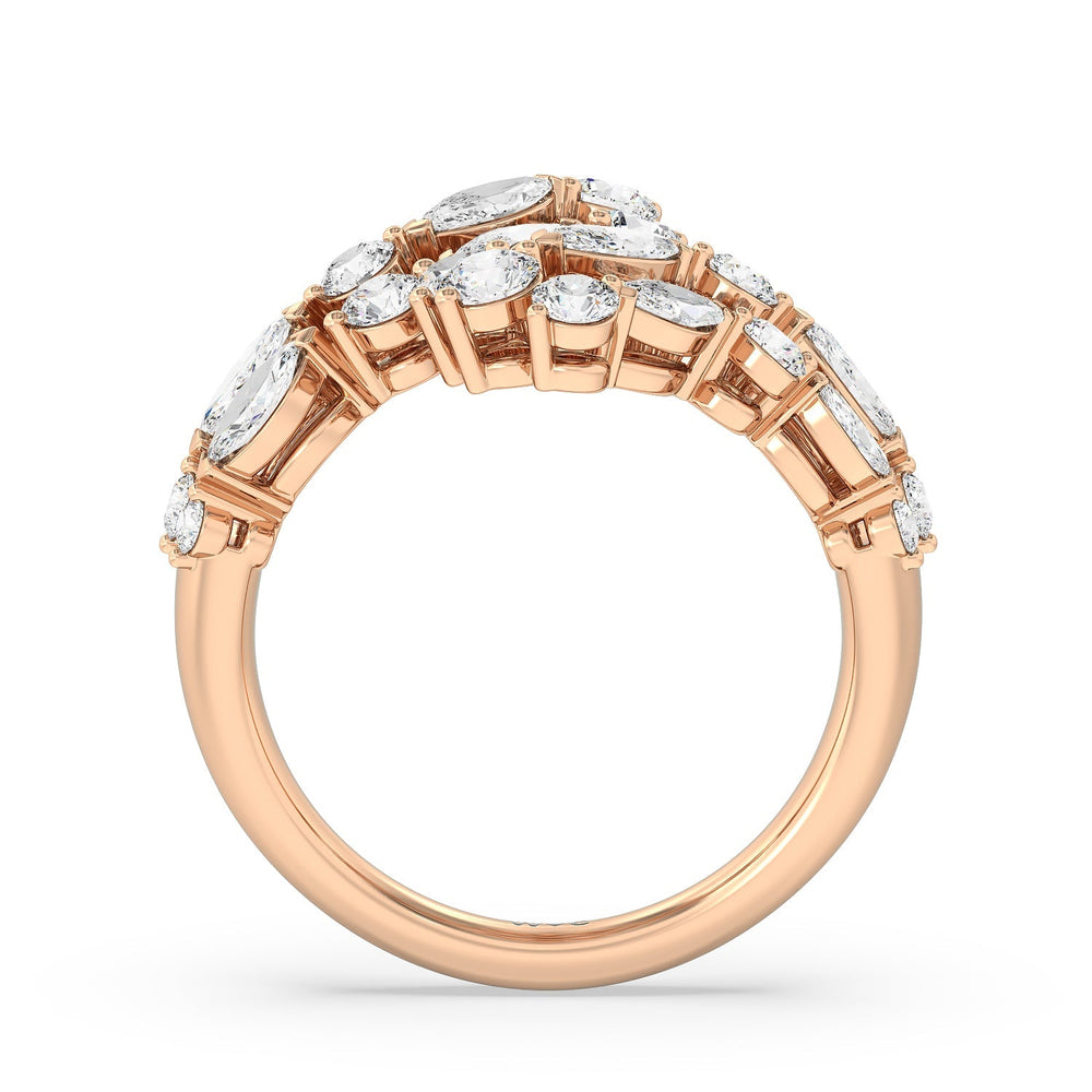 Marquise and Round Bypass Fashion Ring with 14KT Rose Gold / Lab / 3  1/10 Cut Diamond in 14KT Rose Gold / Lab / 3  1/10 view 2
