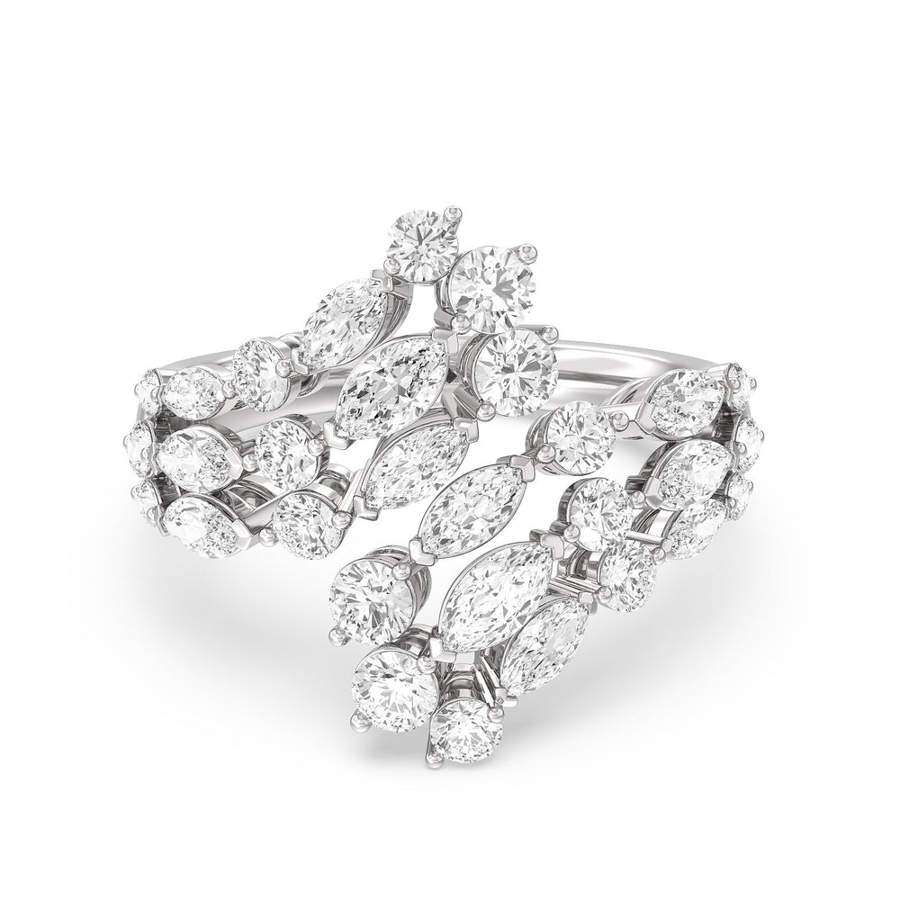 Marquise and Round Bypass Fashion Ring with 14KT White Gold / Lab / 3  1/10 Cut Diamond in 14KT White Gold / Lab / 3  1/10 view 1
