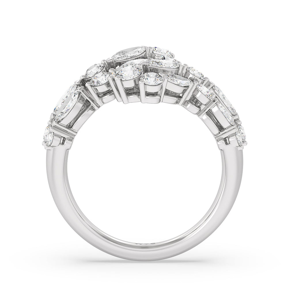 Marquise and Round Bypass Fashion Ring with 14KT White Gold / Lab / 3  1/10 Cut Diamond in 14KT White Gold / Lab / 3  1/10 view 2
