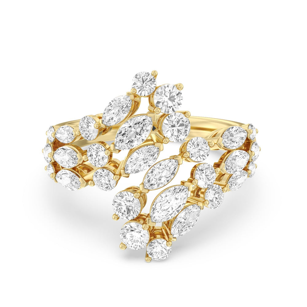 Marquise and Round Bypass Fashion Ring with 14KT Yellow Gold / Lab / 3  1/10 Cut Diamond in 14KT Yellow Gold / Lab / 3  1/10 view 1
