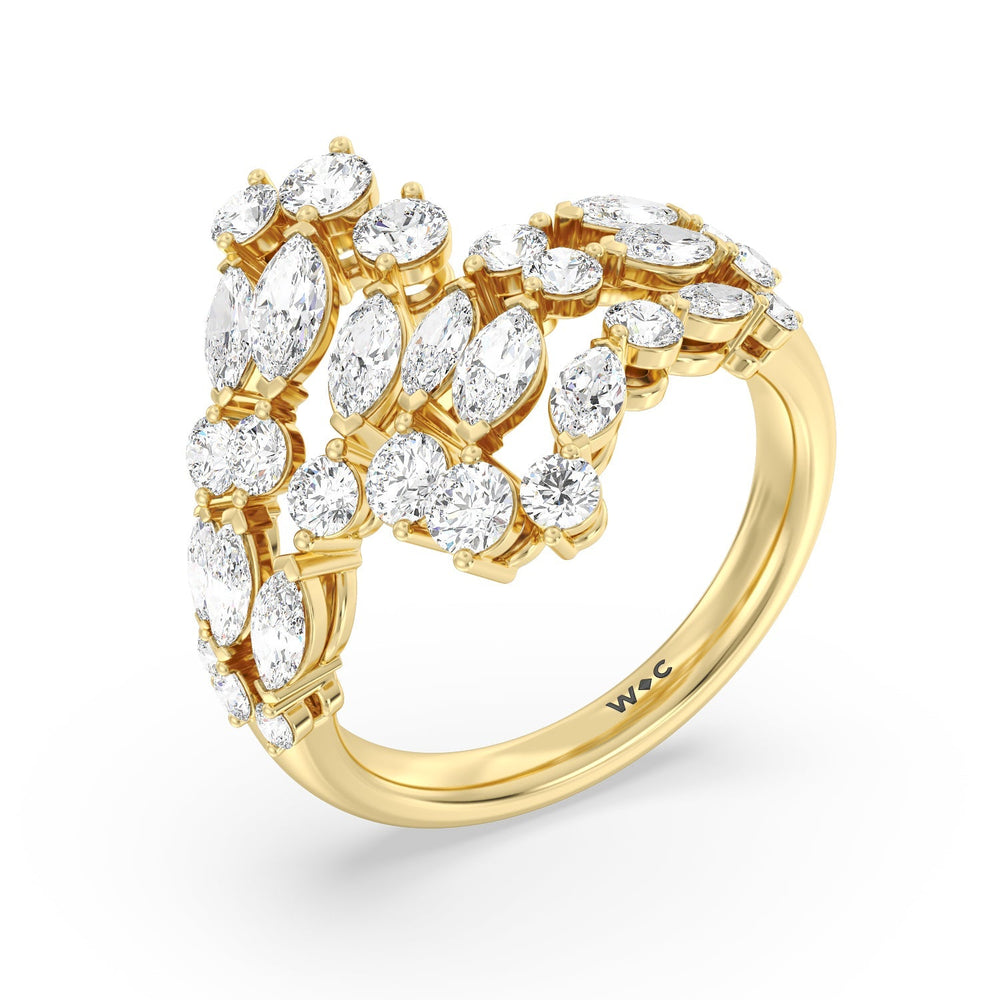 Marquise and Round Bypass Fashion Ring with 14KT Yellow Gold / Lab / 3  1/10 Cut Diamond in 14KT Yellow Gold / Lab / 3  1/10 view 3
