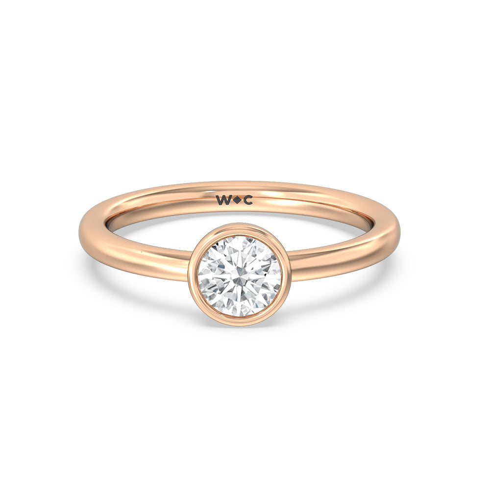 Round Bezel Stackable Ring with 14KT Rose Gold / Lab / 3/4 Cut Diamond in 14KT Rose Gold / Lab / 3/4 view 1
