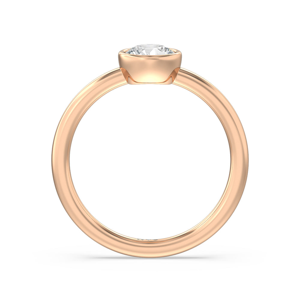 Round Bezel Stackable Ring with 14KT Rose Gold / Lab / 3/4 Cut Diamond in 14KT Rose Gold / Lab / 3/4 view 2
