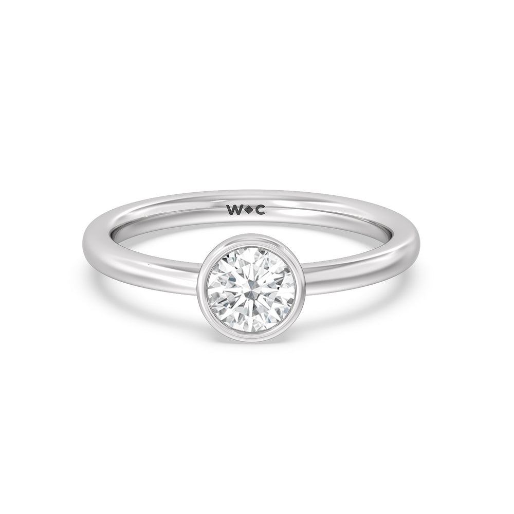 Round Bezel Stackable Ring with 14KT White Gold / Lab / 3/4 Cut Diamond in 14KT White Gold / Lab / 3/4 view 1
