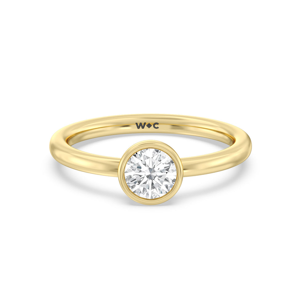 Round Bezel Stackable Ring with 14KT Yellow Gold / Lab / 3/4 Cut Diamond in 14KT Yellow Gold / Lab / 3/4 view 1
