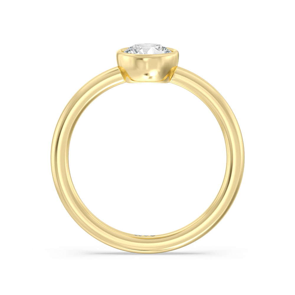 Round Bezel Stackable Ring with 14KT Yellow Gold / Lab / 3/4 Cut Diamond in 14KT Yellow Gold / Lab / 3/4 view 2
