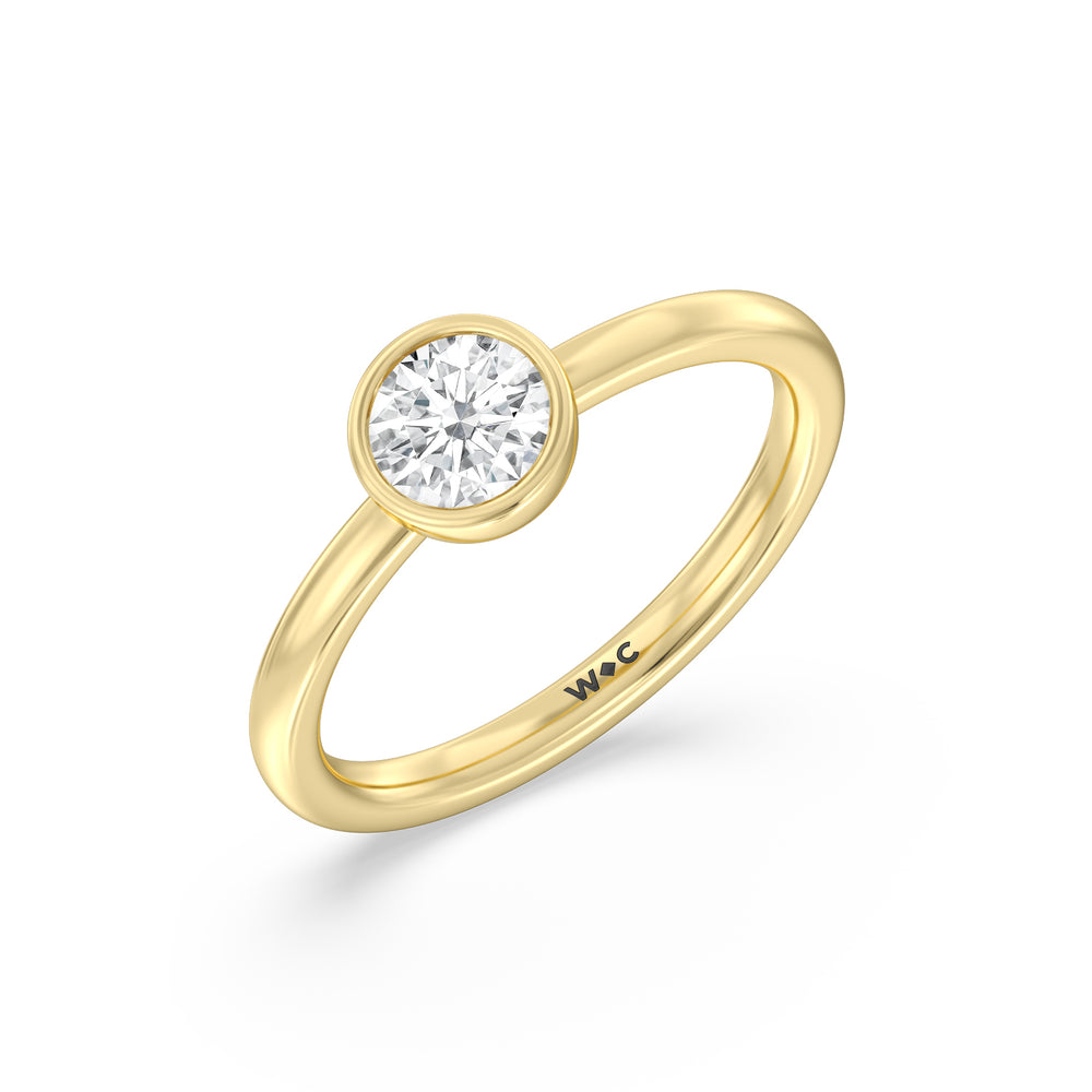 Round Bezel Stackable Ring with 14KT Yellow Gold / Lab / 3/4 Cut Diamond in 14KT Yellow Gold / Lab / 3/4 view 3
