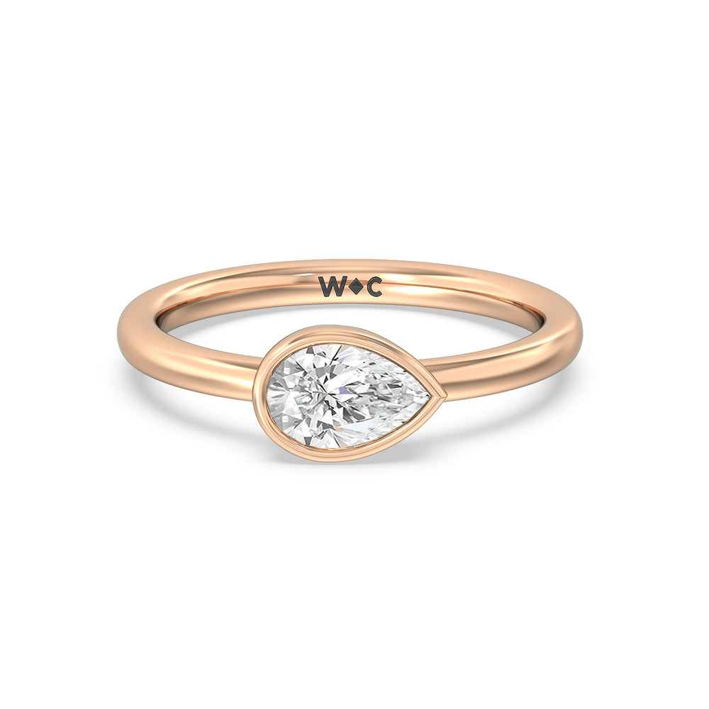 Pear Bezel Stackable Ring with 14KT Rose Gold / Lab / 3/4 Cut Diamond in 14KT Rose Gold / Lab / 3/4 view 1
