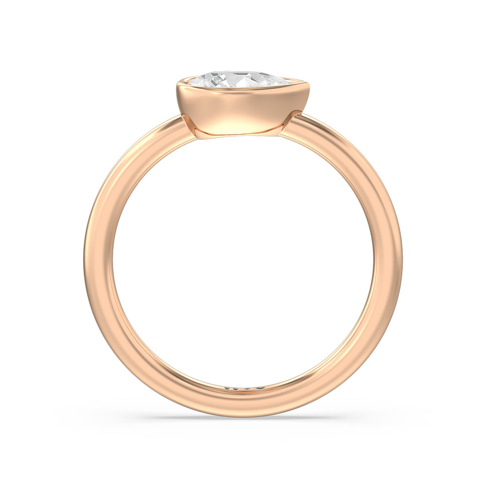 Pear Bezel Stackable Ring with 14KT Rose Gold / Lab / 3/4 Cut Diamond in 14KT Rose Gold / Lab / 3/4 view 2
