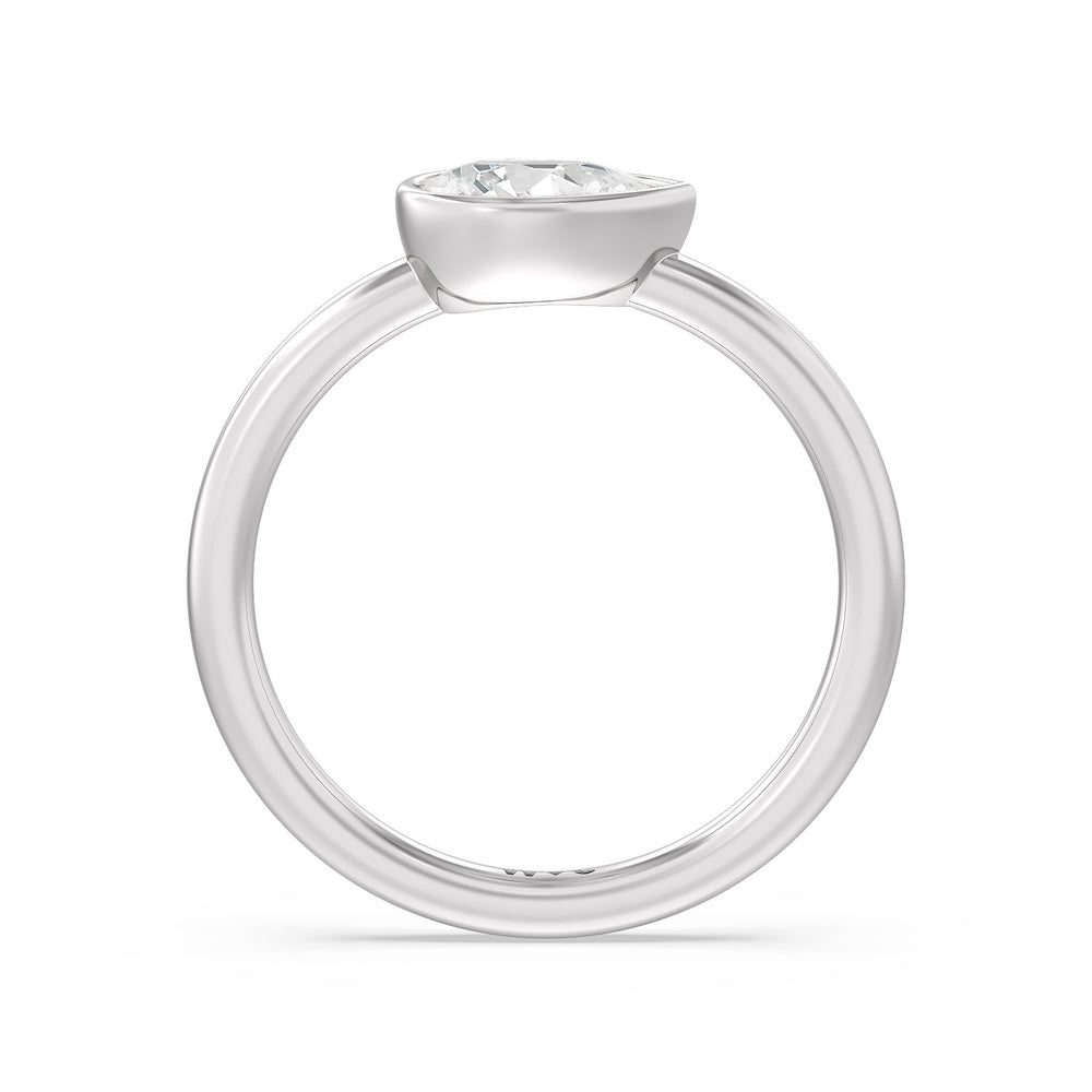 Pear Bezel Stackable Ring with 14KT White Gold / Lab / 3/4 Cut Diamond in 14KT White Gold / Lab / 3/4 view 2

