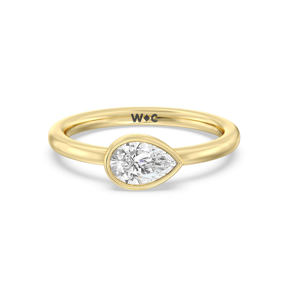 Pear Bezel Stackable Ring with 14KT Yellow Gold / Lab / 3/4 Cut Diamond in 14KT Yellow Gold / Lab / 3/4 view 1
