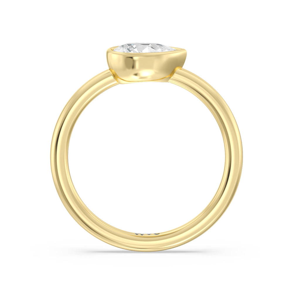Pear Bezel Stackable Ring with 14KT Yellow Gold / Lab / 3/4 Cut Diamond in 14KT Yellow Gold / Lab / 3/4 view 2
