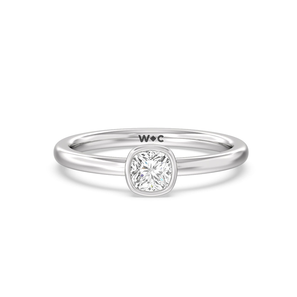 Cushion Bezel Stackable Ring with 14KT White Gold / Lab / 1/2 Cut Diamond in 14KT White Gold / Lab / 1/2 view 1
