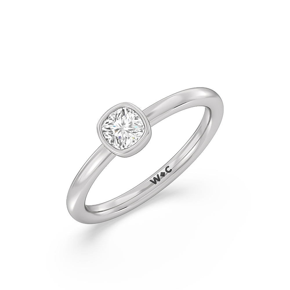 Cushion Bezel Stackable Ring with 14KT White Gold / Lab / 1/2 Cut Diamond in 14KT White Gold / Lab / 1/2 view 3
