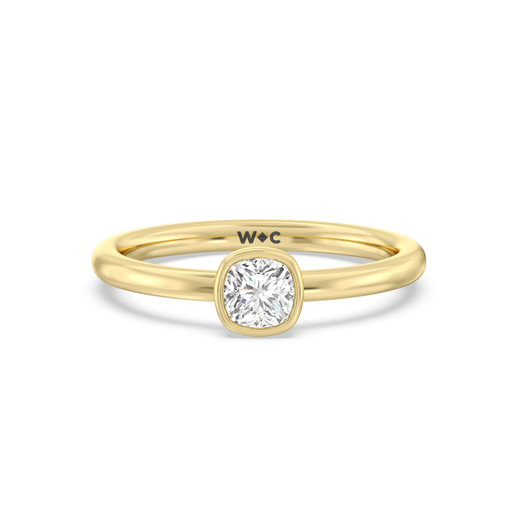 Cushion Bezel Stackable Ring with 14KT Yellow Gold / Lab / 1/2 Cut Diamond in 14KT Yellow Gold / Lab / 1/2 view 1
