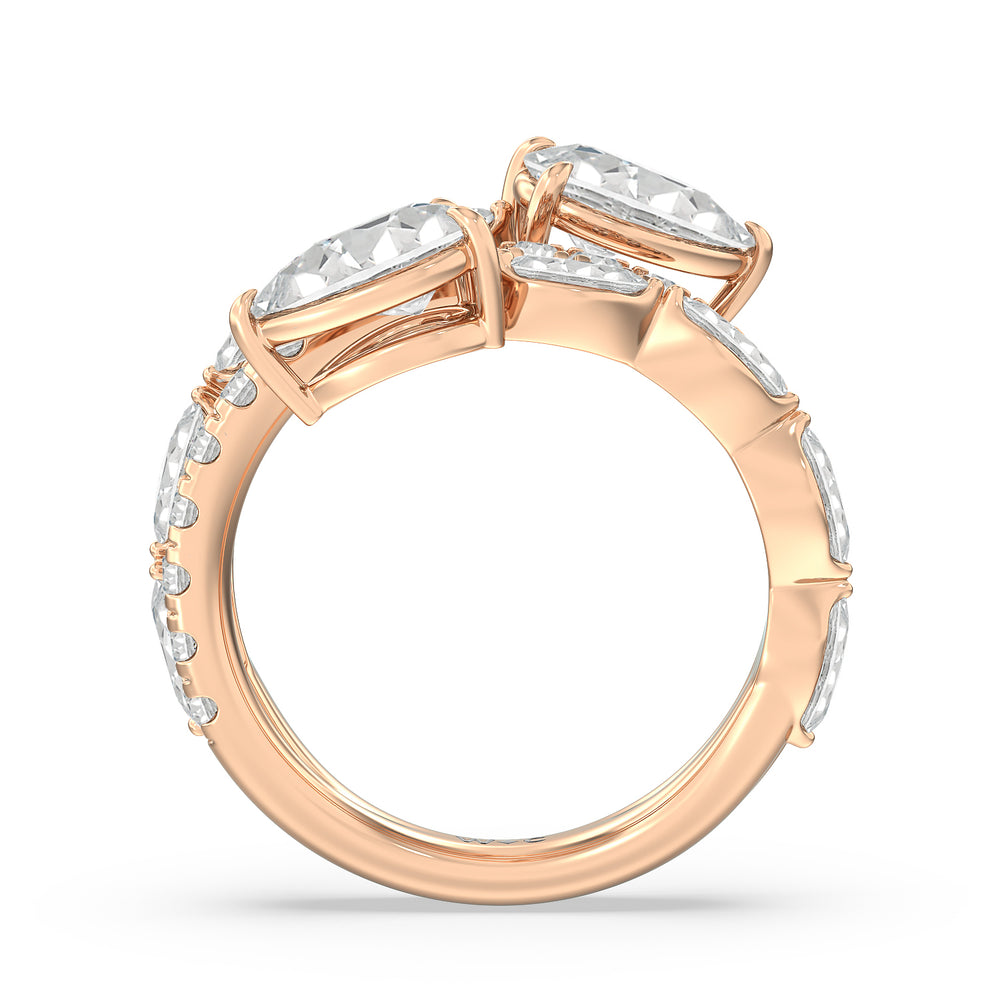 Toi Et Moi Three Row Fashion Ring with 14KT Rose Gold / Lab / 3 1/2 Cut Diamond in 14KT Rose Gold / Lab / 3 1/2 view 2
