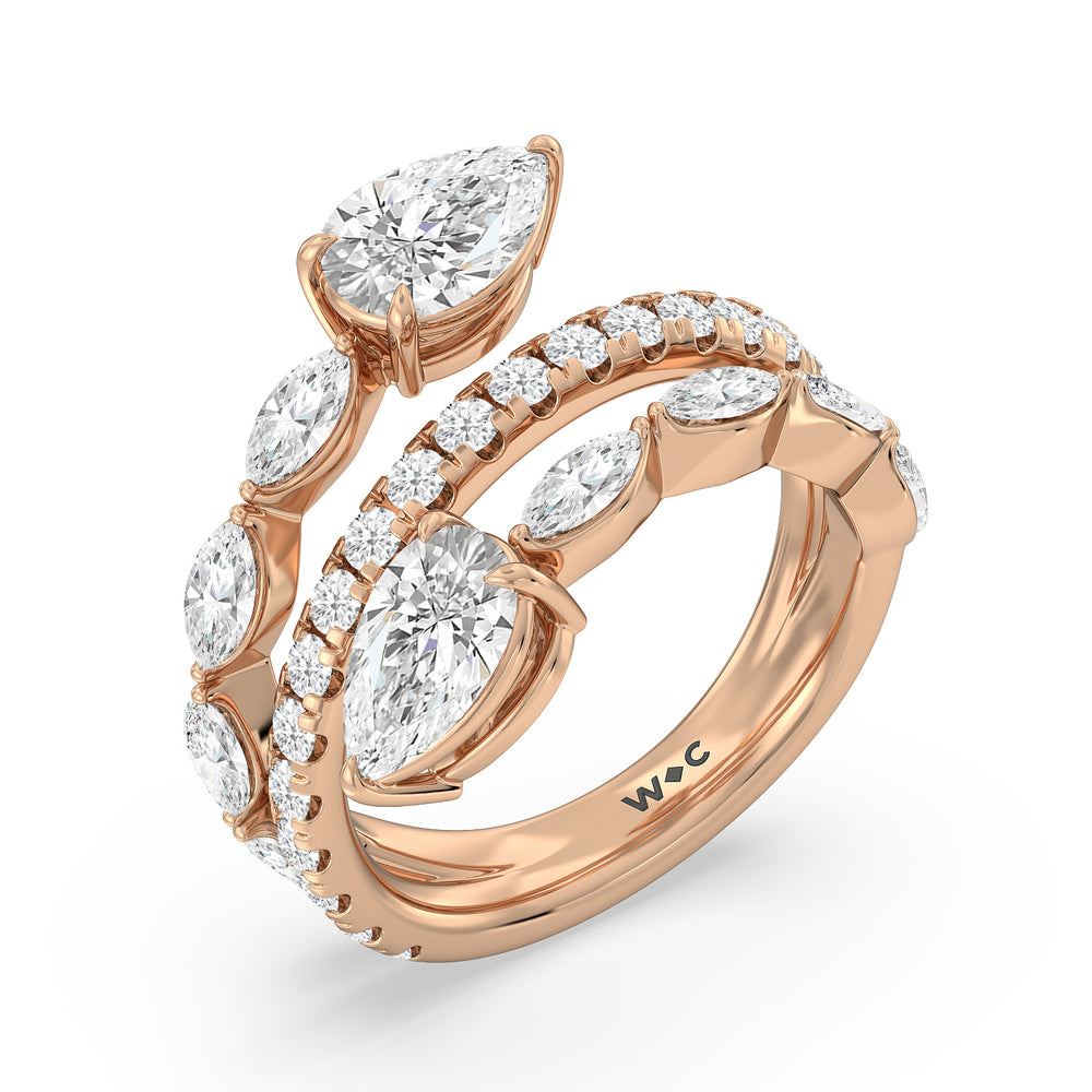 Toi Et Moi Three Row Fashion Ring with 14KT Rose Gold / Lab / 3 1/2 Cut Diamond in 14KT Rose Gold / Lab / 3 1/2 view 3
