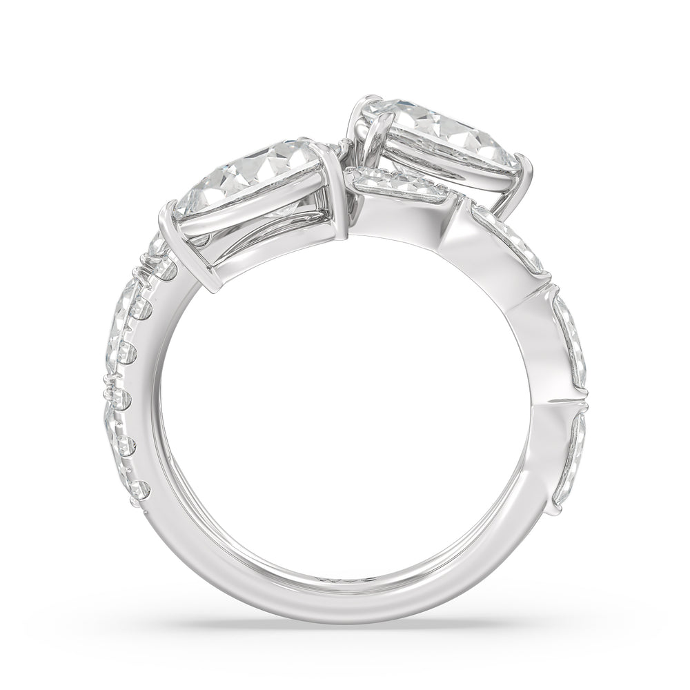 Toi Et Moi Three Row Fashion Ring with 14KT White Gold / Lab / 3 1/2 Cut Diamond in 14KT White Gold / Lab / 3 1/2 view 2

