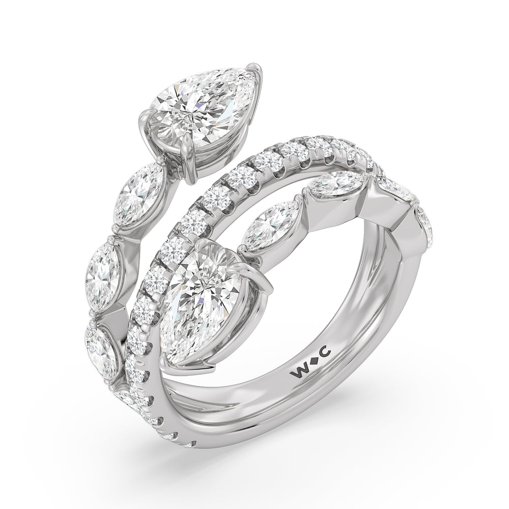 Toi Et Moi Three Row Fashion Ring with 14KT White Gold / Lab / 3 1/2 Cut Diamond in 14KT White Gold / Lab / 3 1/2 view 3
